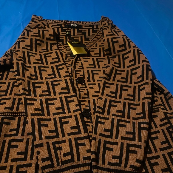 Brown and Black Patterned fendi Cardigan - Picture 3 of 4